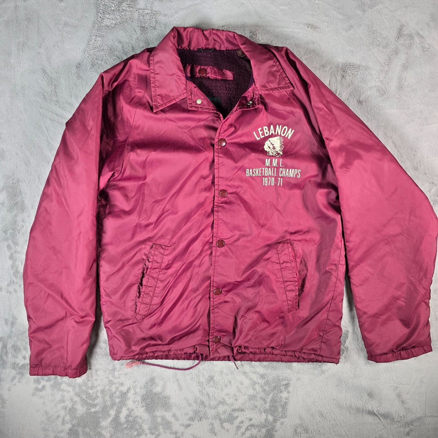 Vintage 1970s Champion Lebanon M.M.L. Basketball Champs 1970-71 Coach Jacket (M)