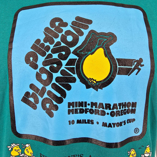 Vintage 1990s Teal Pear Blossom Run Mini-Marathon Medford Oregon T-Shirt (M)