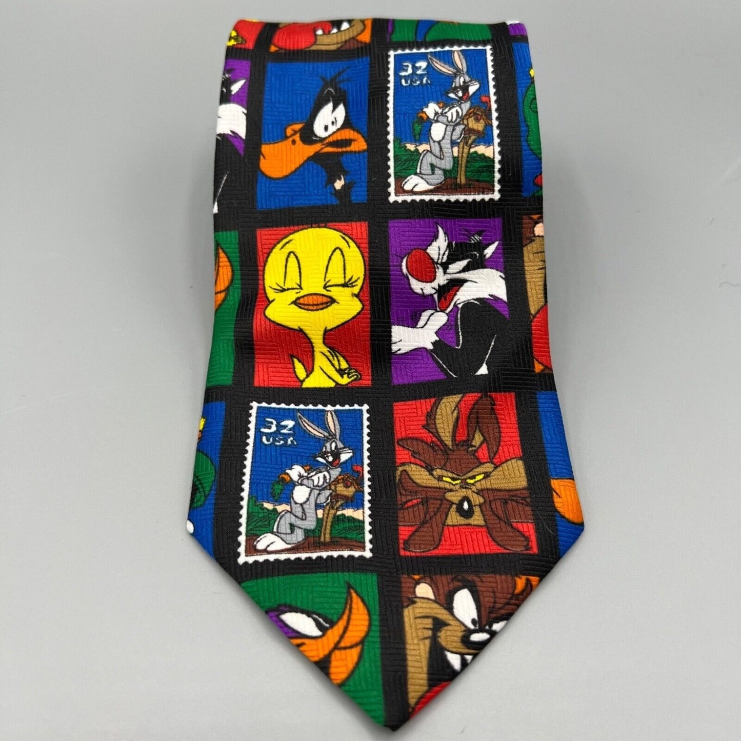 Vintage 90s NWT Deadstock Looney Tunes X Postal Service Stamp Collection Necktie