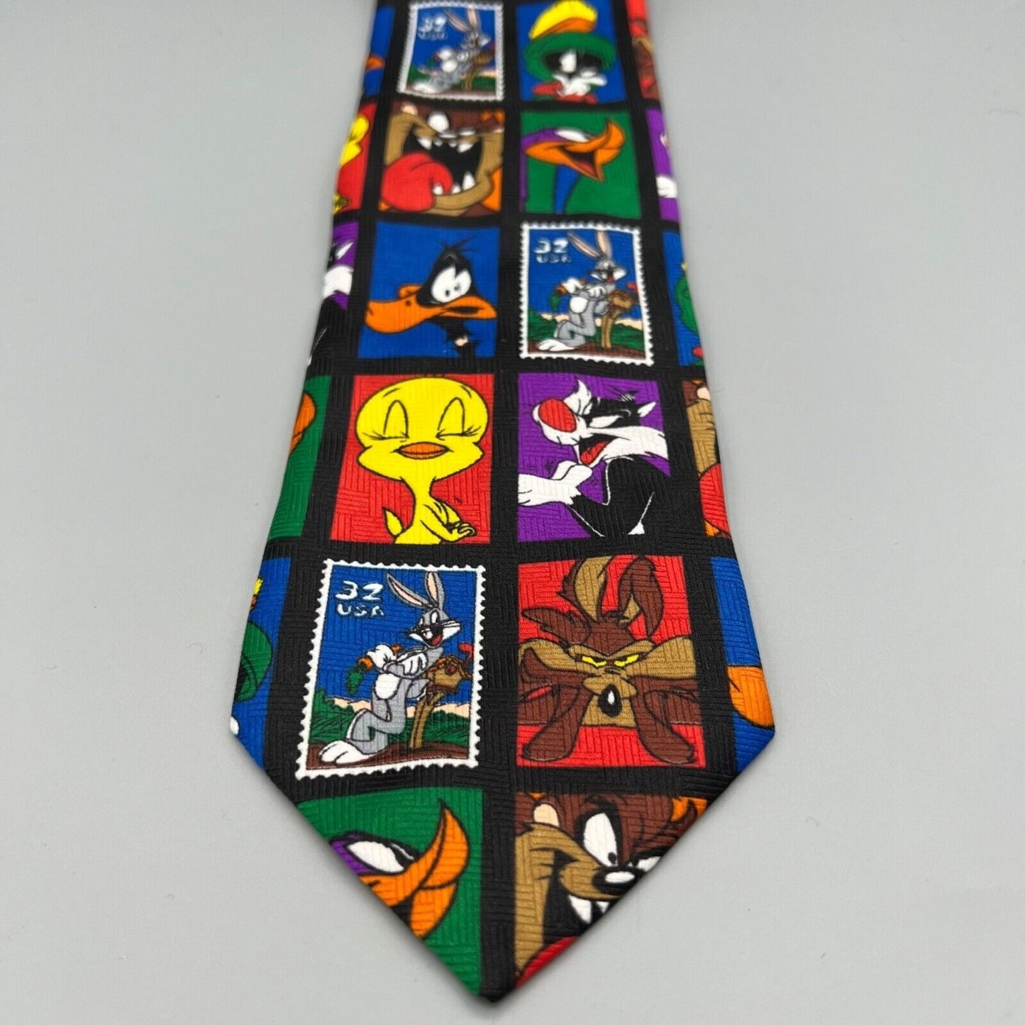 Vintage 90s NWT Deadstock Looney Tunes X Postal Service Stamp Collection Necktie