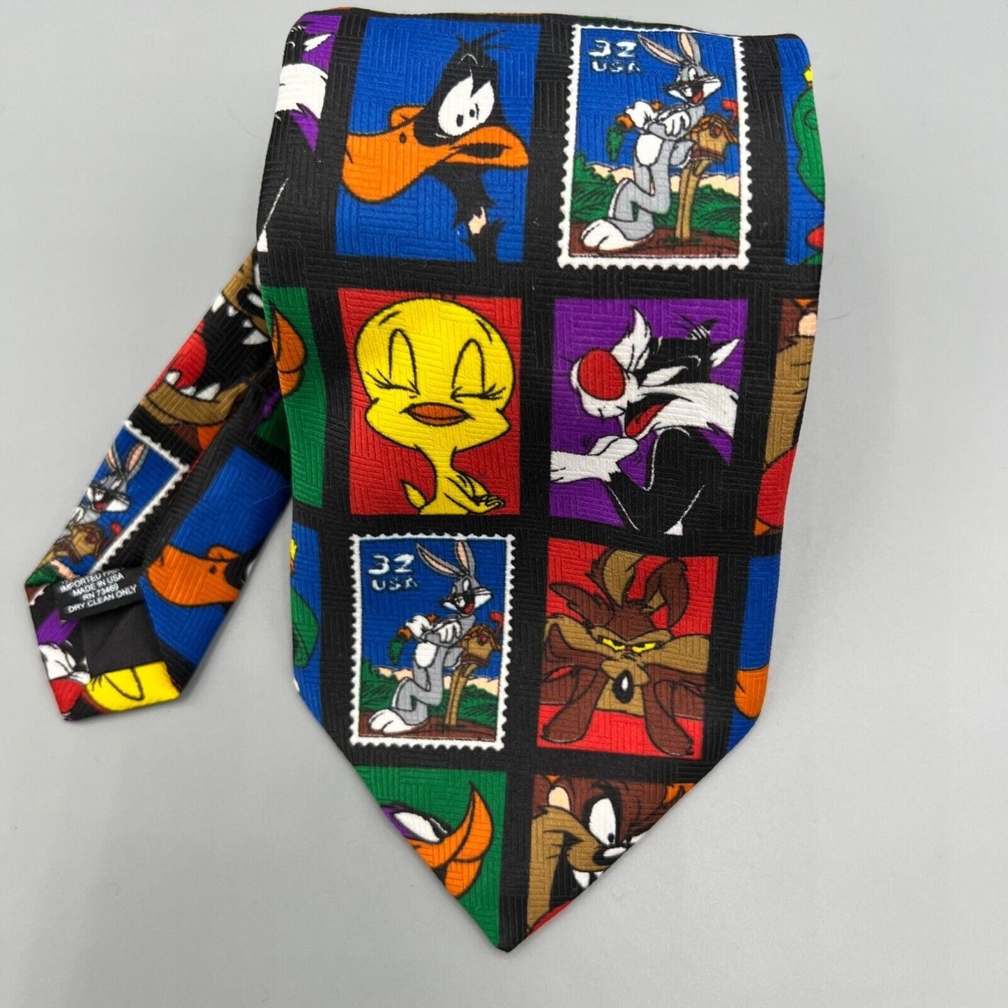 Vintage 90s NWT Deadstock Looney Tunes X Postal Service Stamp Collection Necktie