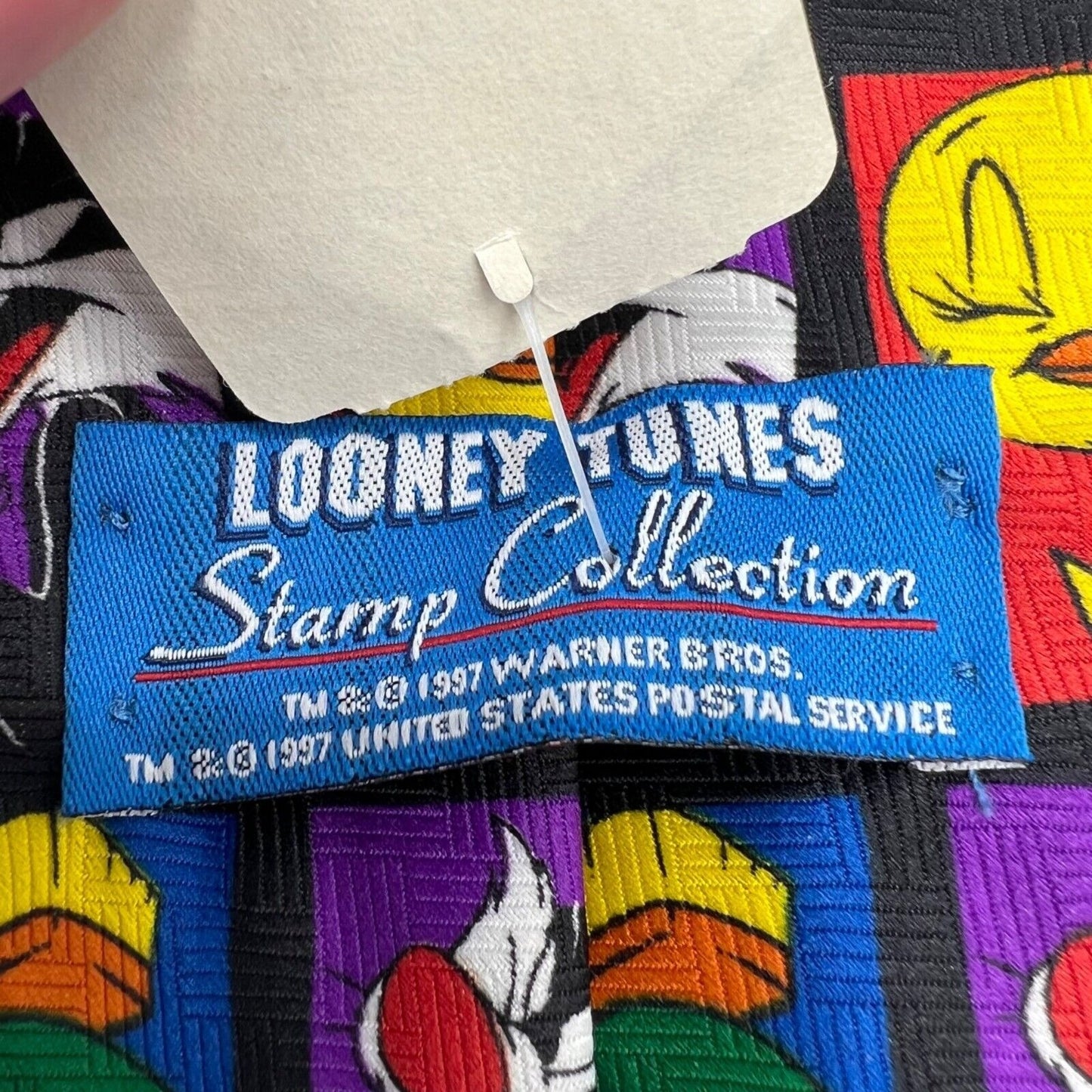 Vintage 90s NWT Deadstock Looney Tunes X Postal Service Stamp Collection Necktie