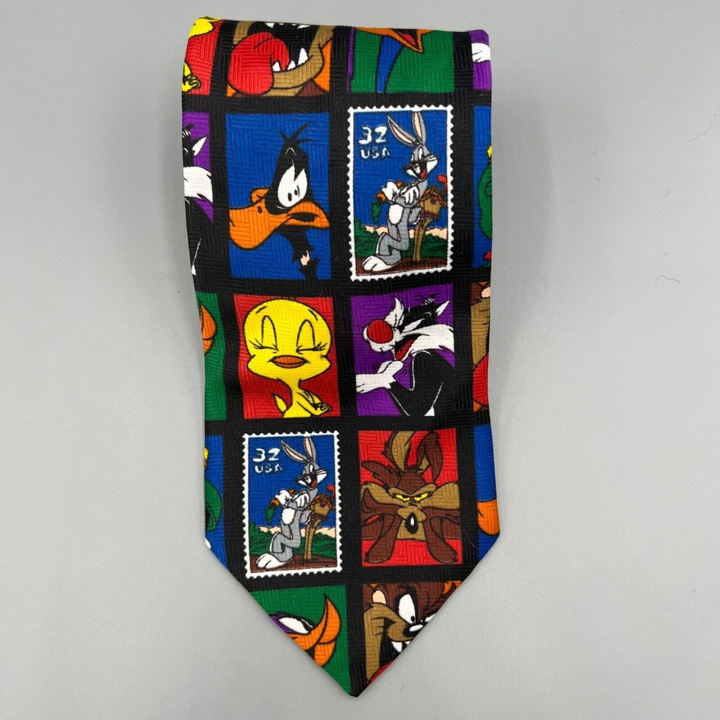 Vintage 90s NWT Deadstock Looney Tunes X Postal Service Stamp Collection Necktie