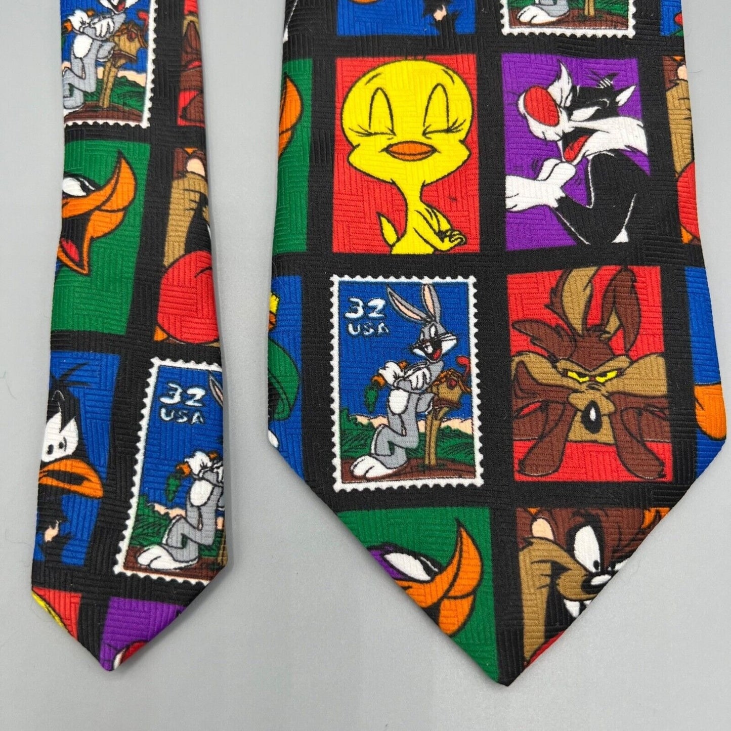 Vintage 90s NWT Deadstock Looney Tunes X Postal Service Stamp Collection Necktie