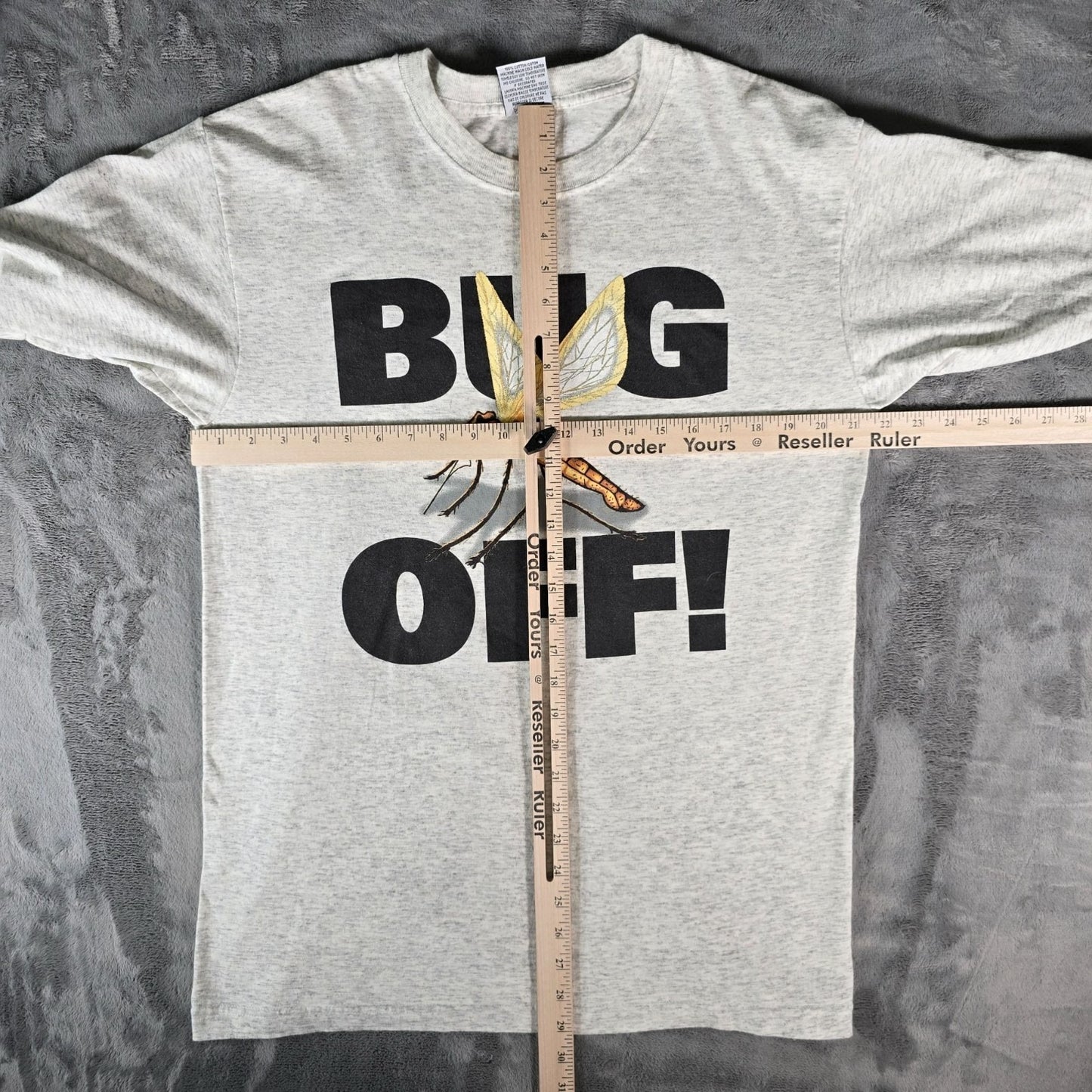 Vintage 1990s Royal Avalon "Bug Off!" Heather Gray Mosquito Graphic T-Shirt (L)
