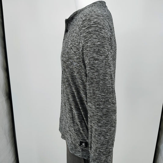 Rugby University Black/Gray Long Sleeve Stretch Hooded Henley (Small)