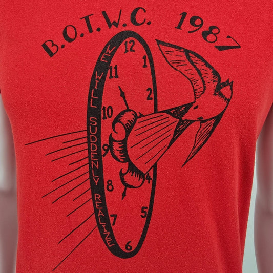 Vintage 1987 B.O.T.W.C. "We Will Suddenly Realize" Surreal Graphic T-Shirt (S)