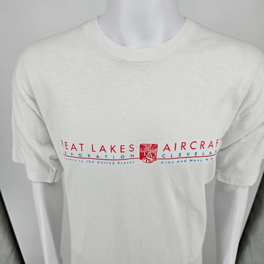 Vintage Single Stitch Great Lakes Aircraft Corporation Cleveland T-Shirt (L/XL)