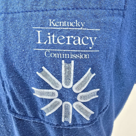 Vintage Late 1980s Early 1990s Kentucky Literacy Commission Pocket T-Shirt (M/L)