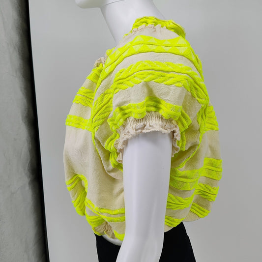 NWT Anthropologie Sofia Women's Made in Italy Gray Green Blouse $110 Retail (L)