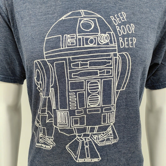 Star Wars R2-D2 "Beep Boop Beep" Line Drawing Graphic T-Shirt (Large)
