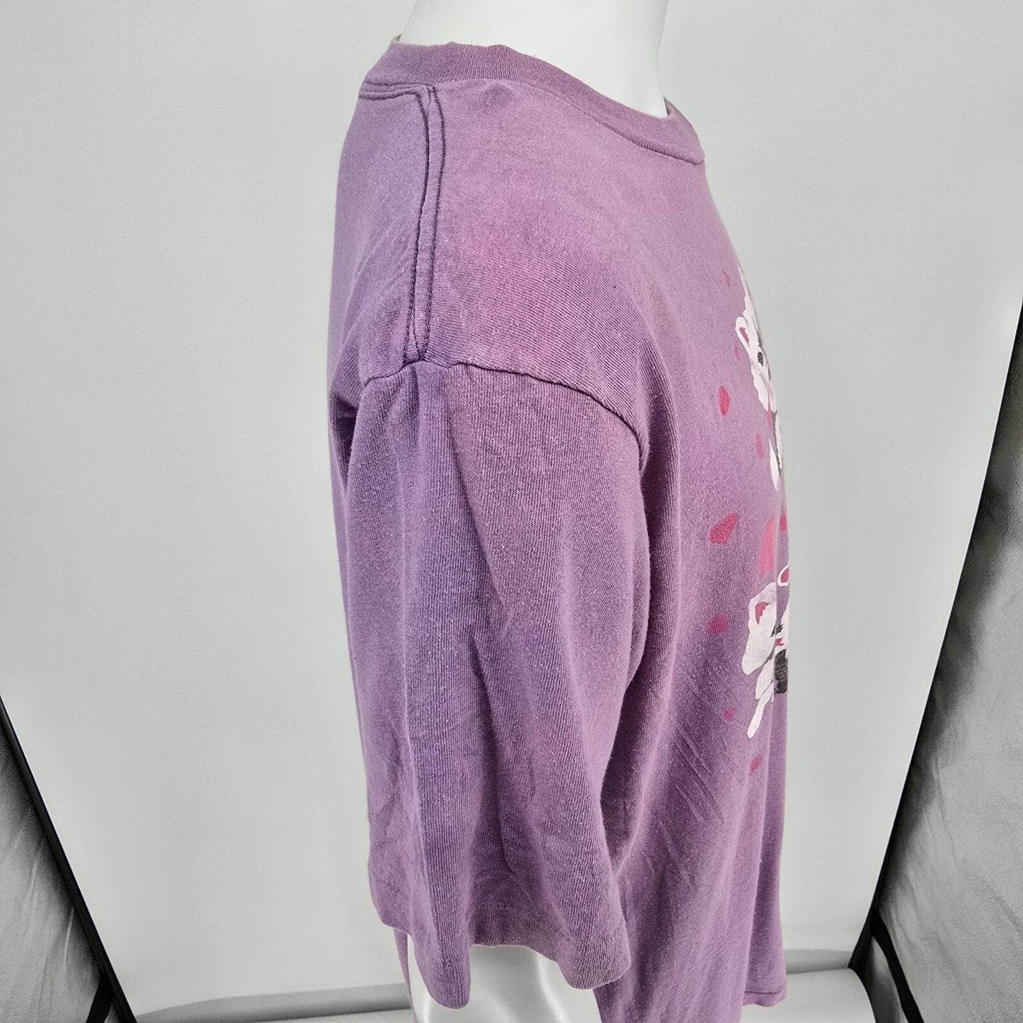 Vintage 1990s Faded Lavender "I Love California" Kitten Graphic T-Shirt (L/XL)