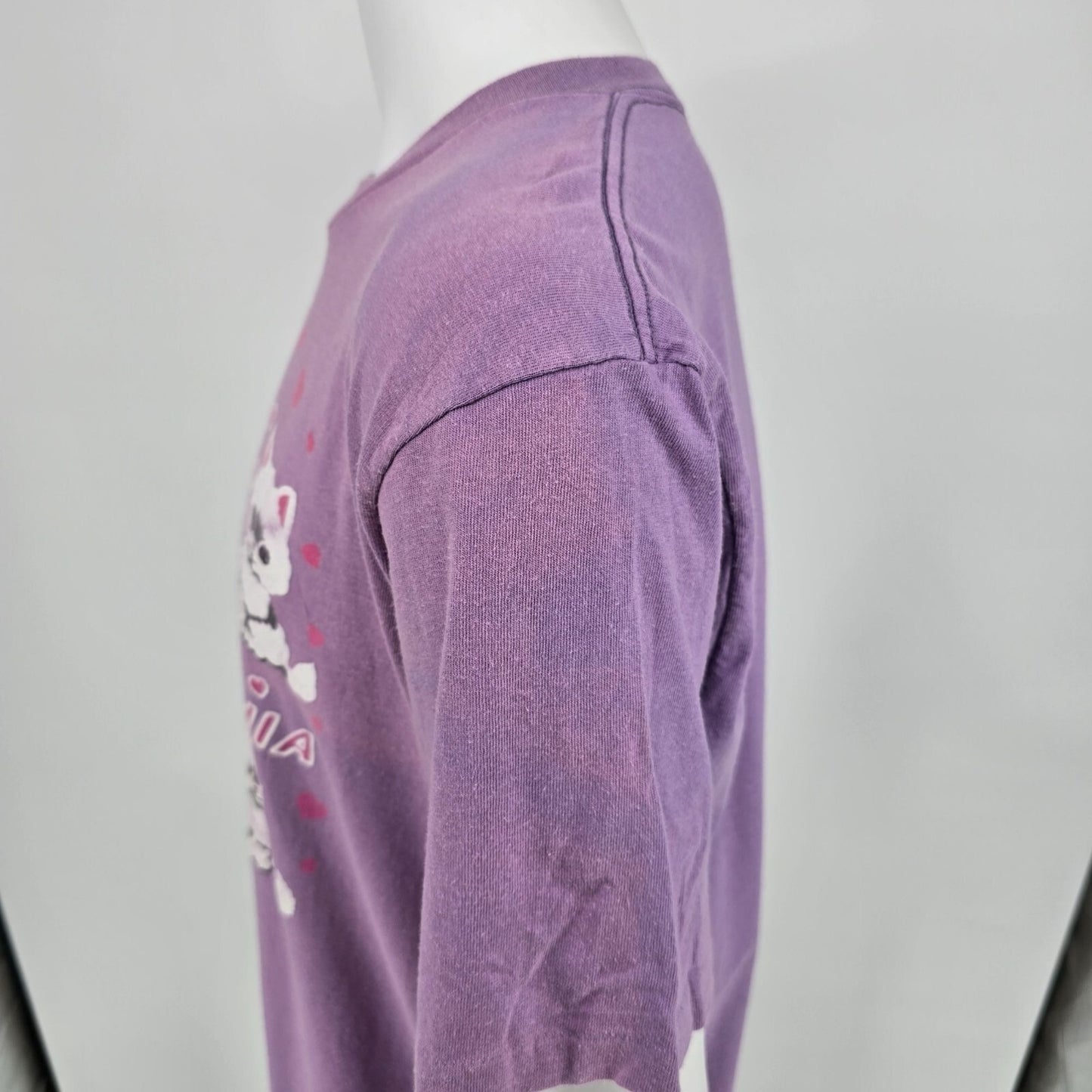 Vintage 1990s Faded Lavender "I Love California" Kitten Graphic T-Shirt (L/XL)