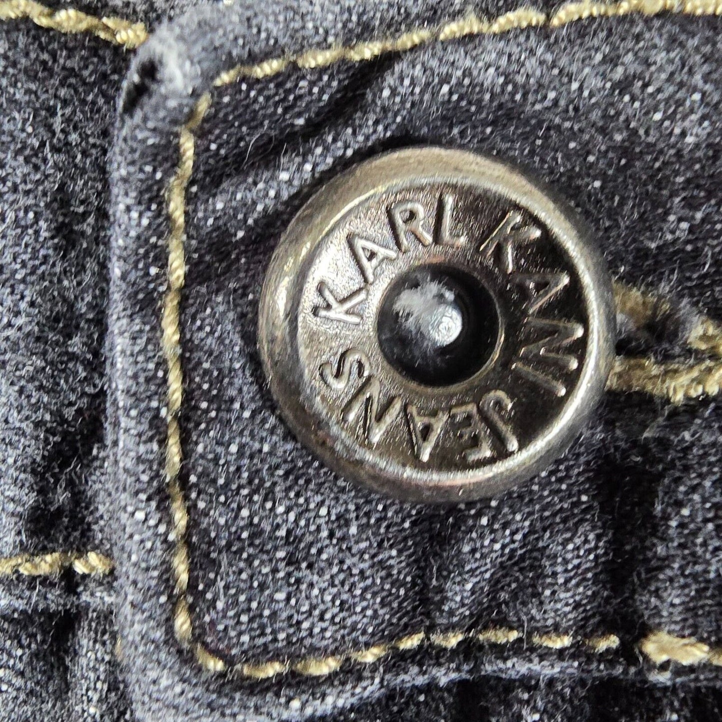 Vintage Y2K Streetwear Karl Kani Mens Baggy Black Denim Jean Shorts (38)