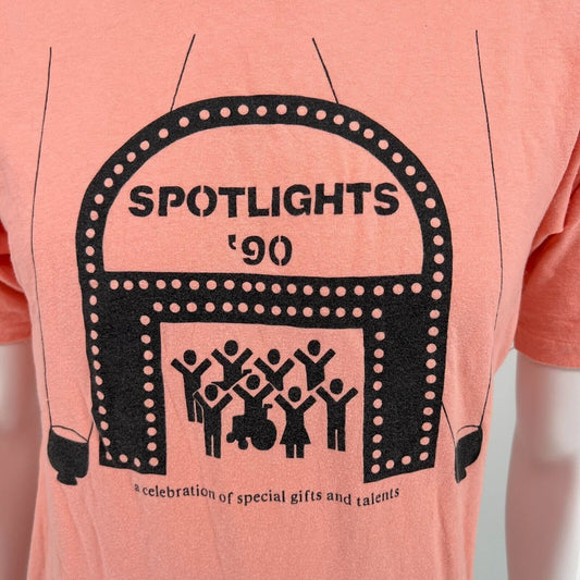 Vintage 1990 Spotlights '90 Stage Graphic Coral Single Stitch T-Shirt (S/M)