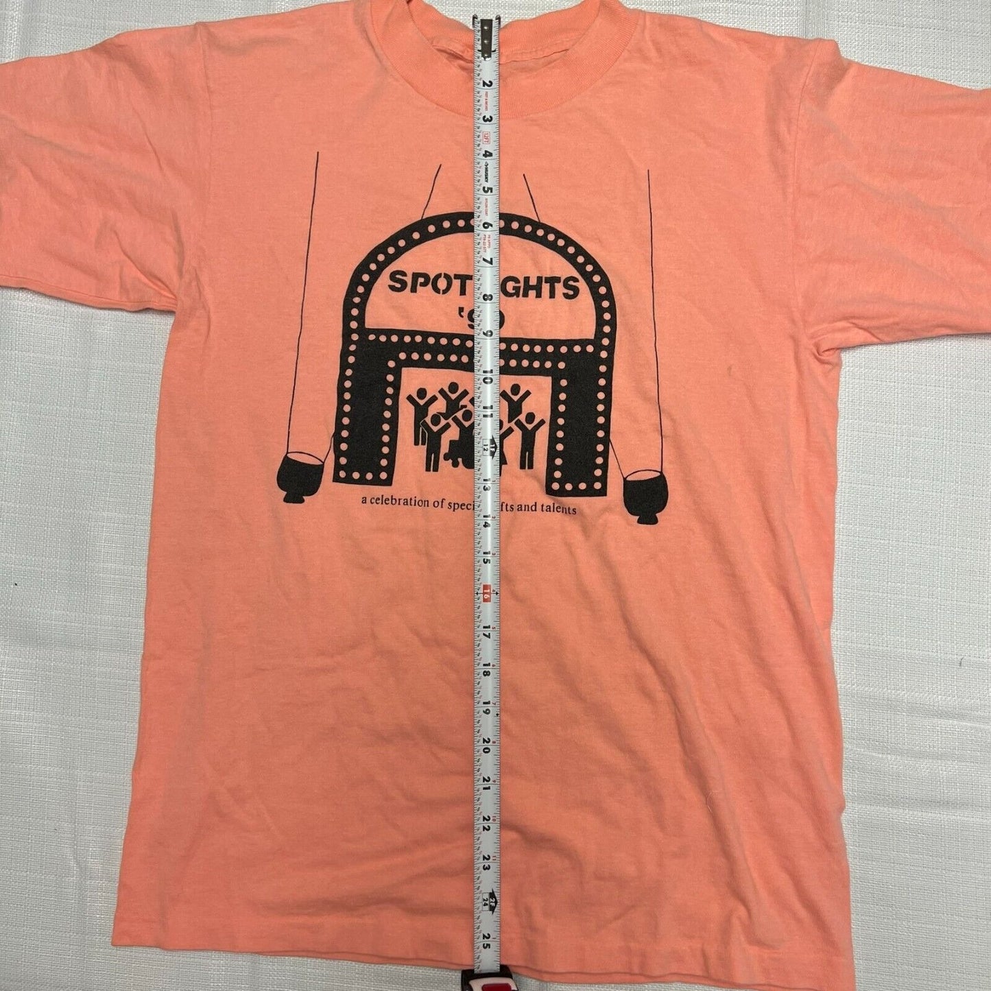 Vintage 1990 Spotlights '90 Stage Graphic Coral Single Stitch T-Shirt (S/M)