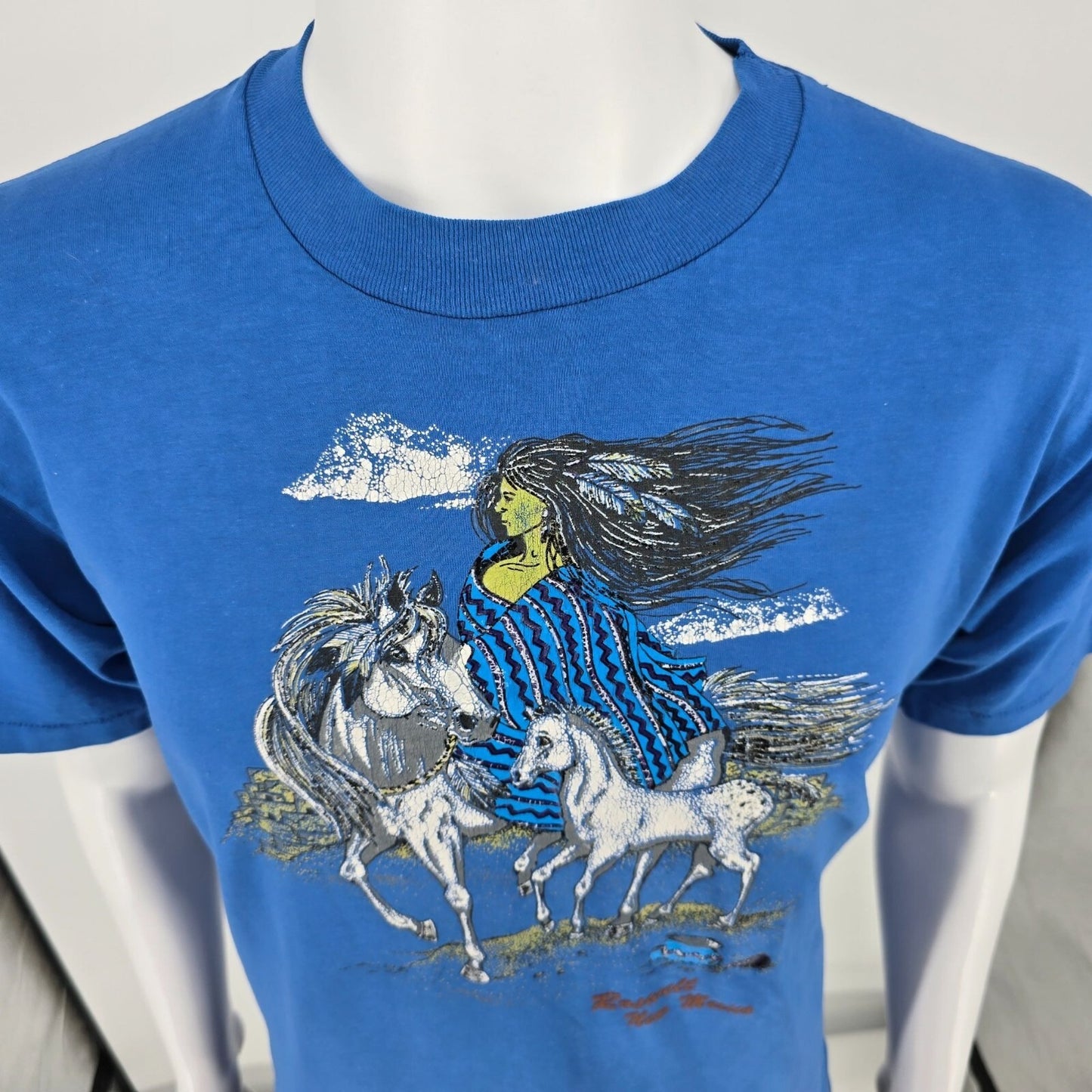 Vintage Early 1990s Hanes Roswell New Mexico Native Spirit Horse T-Shirt (L)