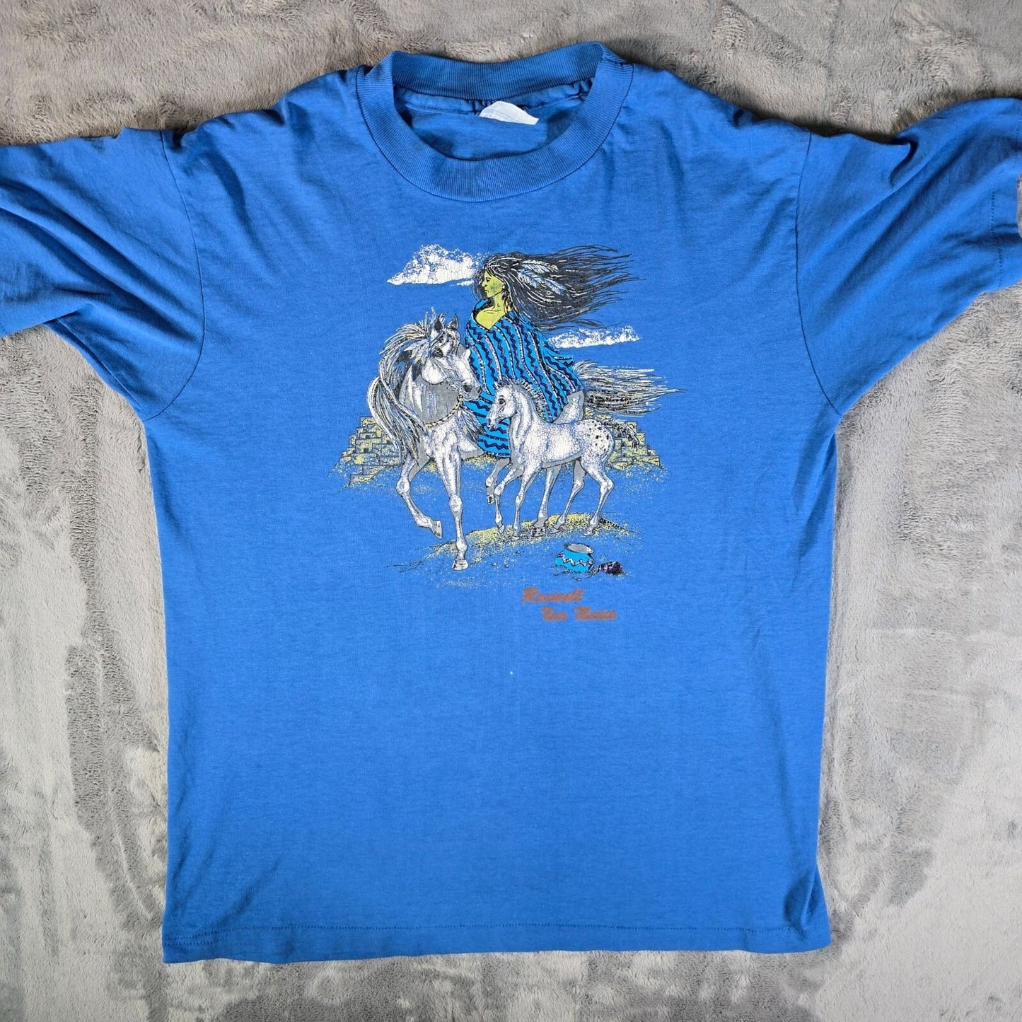 Vintage Early 1990s Hanes Roswell New Mexico Native Spirit Horse T-Shirt (L)