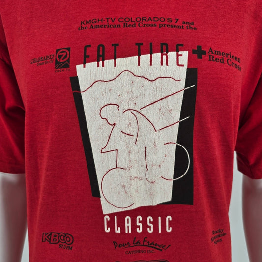 Vintage 1990s Colorado Fat Tire Classic Bike Race Red Cross Volunteer T-Shirt XL