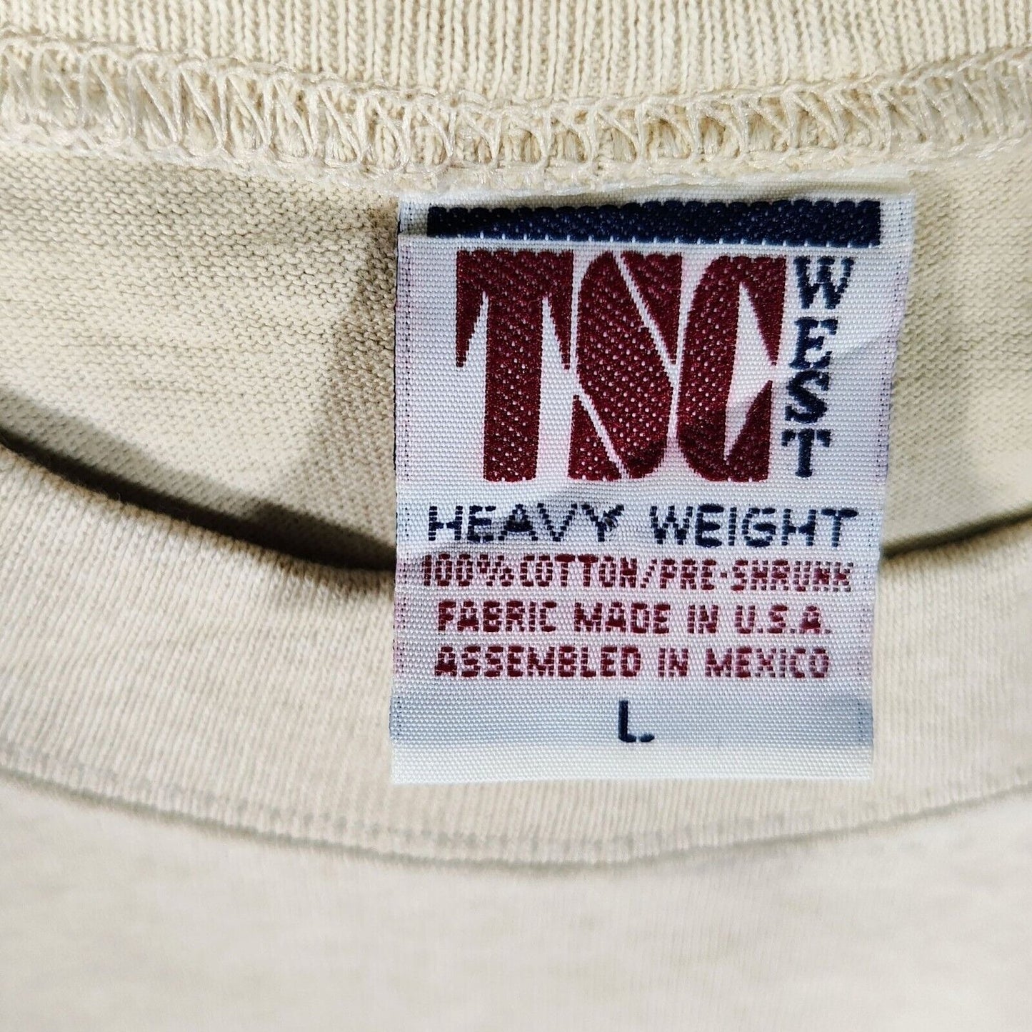 TSC West Heavy Weight Vintage Embroidered Dallas Texas Beige Graphic T-Shirt (L)