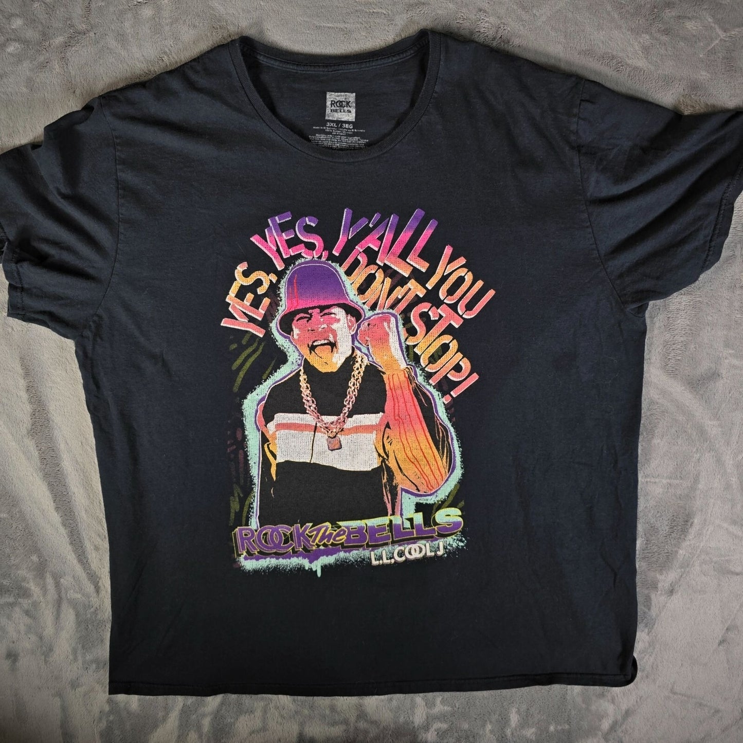2023 LL Cool J Rock The Bells Hip Hop Streetwear Black Graphic T-Shirt (3XL)