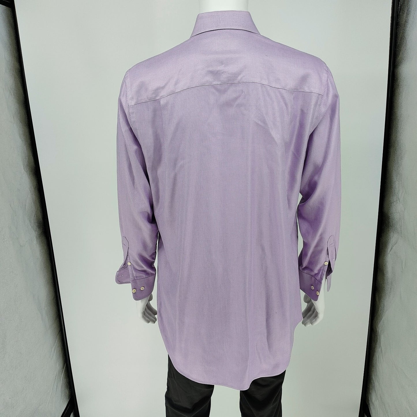 NWOT David Donahue Purple Micro Check Button Up Dress Shirt (15 32/33)