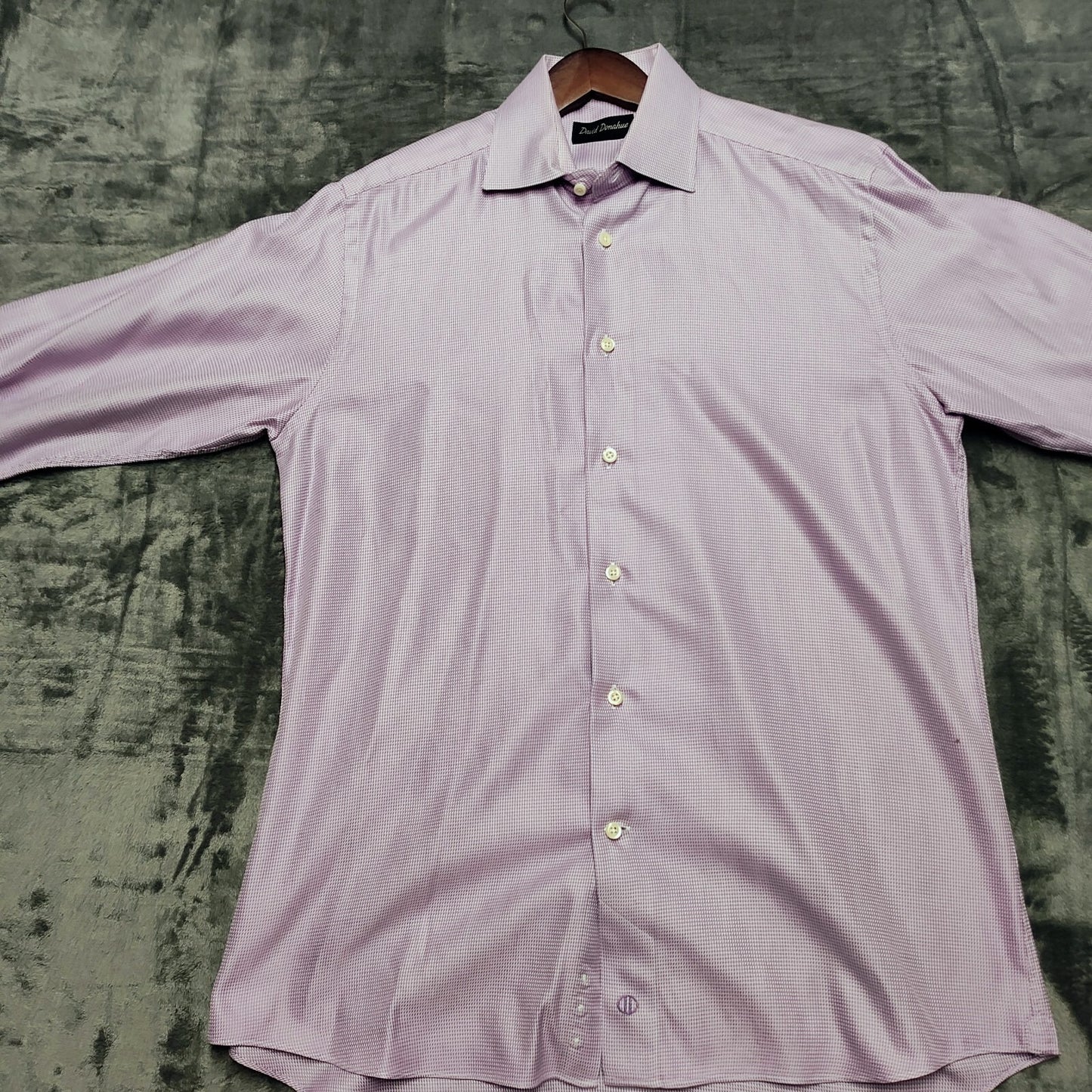 NWOT David Donahue Purple Micro Check Button Up Dress Shirt (15 32/33)