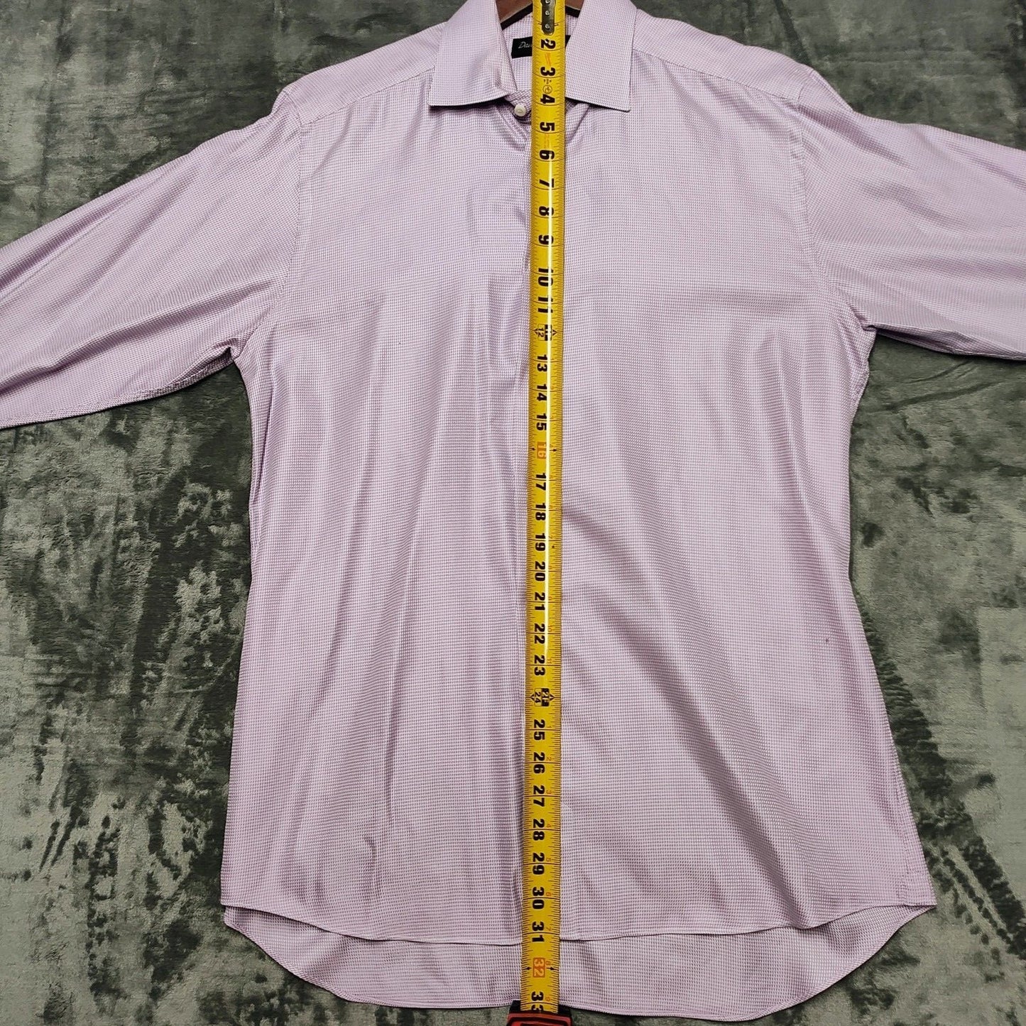 NWOT David Donahue Purple Micro Check Button Up Dress Shirt (15 32/33)
