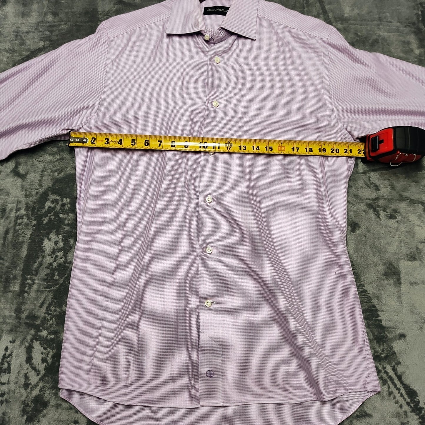 NWOT David Donahue Purple Micro Check Button Up Dress Shirt (15 32/33)