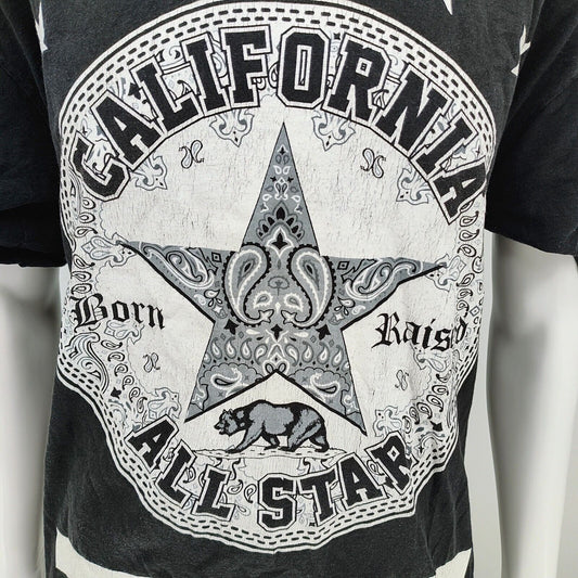 2010s Pro Club Heavy Weight Streetwear "California All Star" Black T-Shirt (XL)