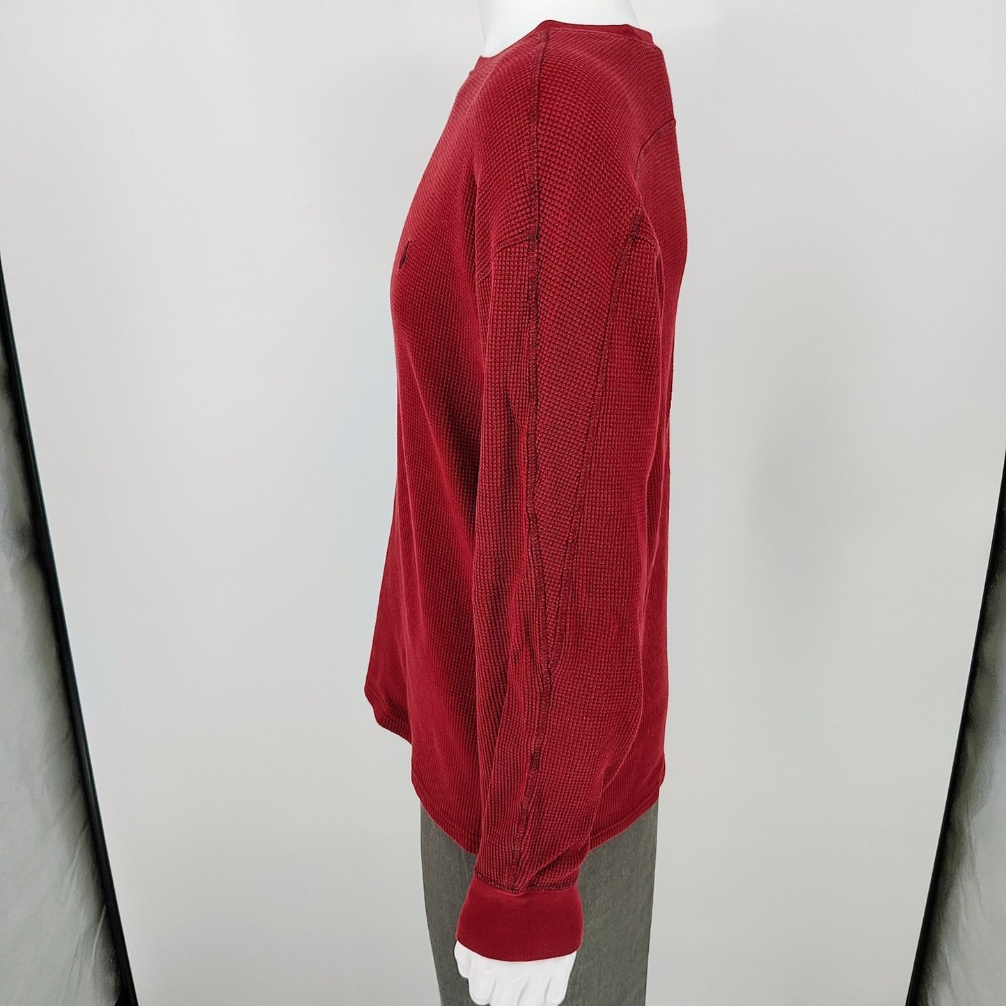 Polo Ralph Lauren Sleepwear Red Waffle Knit Thermal Pajama Logo Shirt (Large)