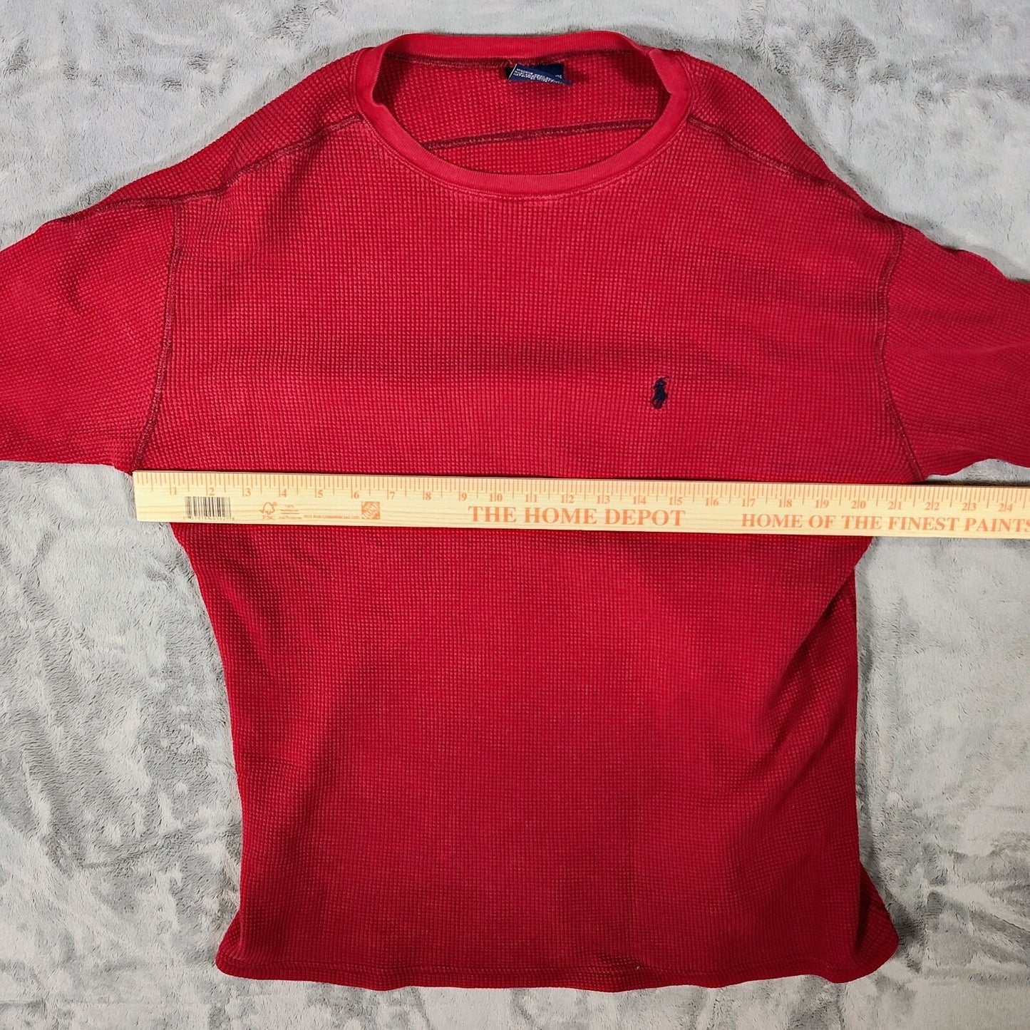 Polo Ralph Lauren Sleepwear Red Waffle Knit Thermal Pajama Logo Shirt (Large)