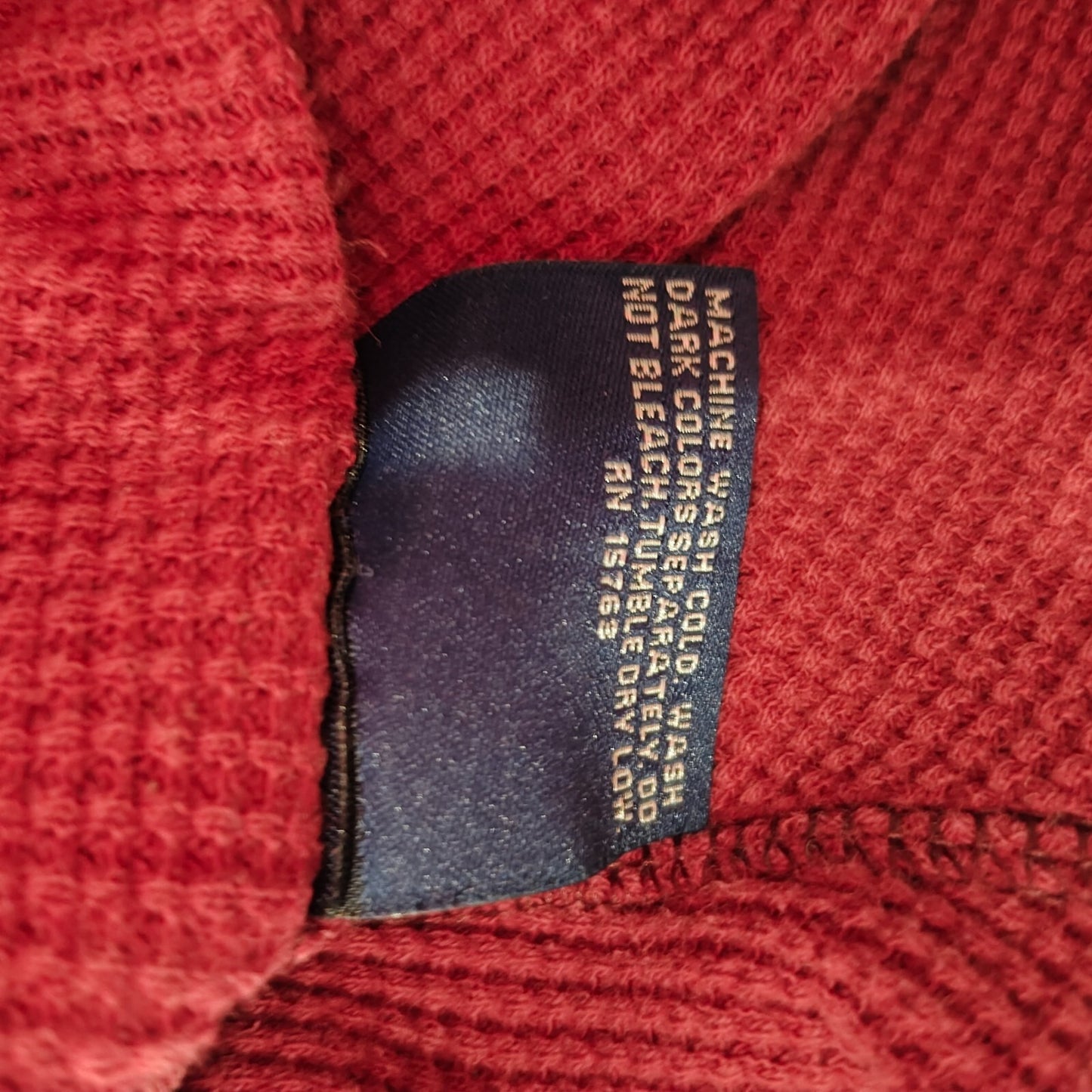 Polo Ralph Lauren Sleepwear Red Waffle Knit Thermal Pajama Logo Shirt (Large)