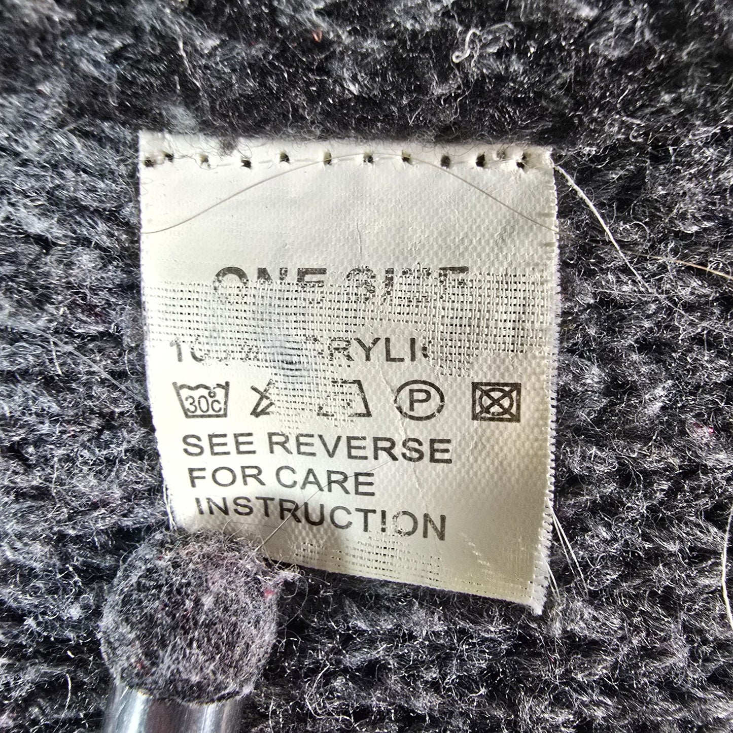 Vintage Y2K Charcoal Gray Knit Acrylic Boho Fringe Poncho Sweater (One Size)