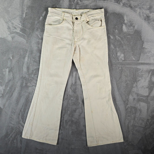 Vintage 1970s Levi's Cream Cotton Twill White Tab Flare Leg Pants (29x27)