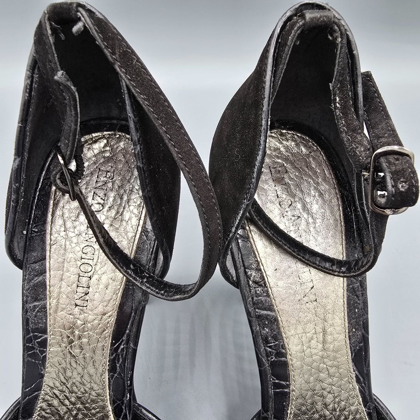 2010s Enzo Angiolini Eacallie Black Suede Ankle Strap D'Orsay Heels (7M)