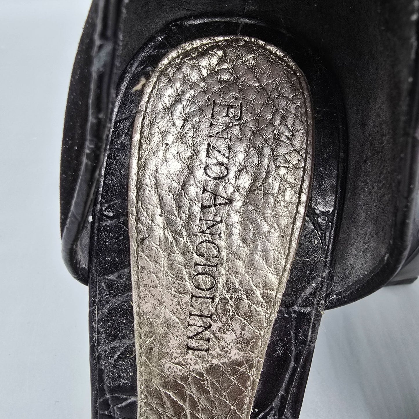 2010s Enzo Angiolini Eacallie Black Suede Ankle Strap D'Orsay Heels (7M)