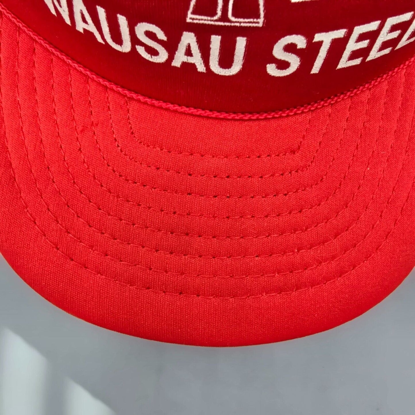 Vintage 80s/90s Wausau Steel Adjustable Mesh Back Red San Sun Trucker Hat