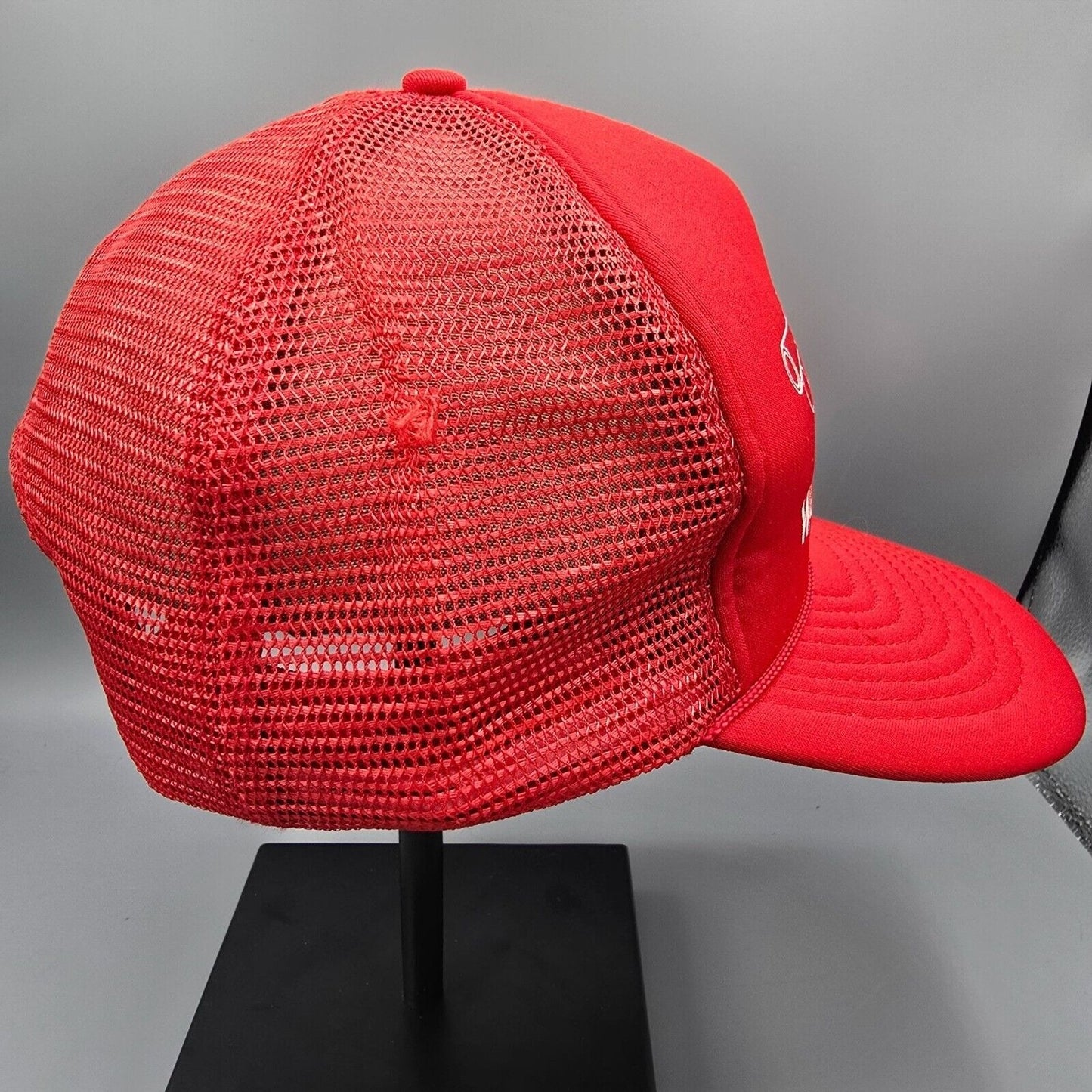 Vintage 80s/90s Wausau Steel Adjustable Mesh Back Red San Sun Trucker Hat