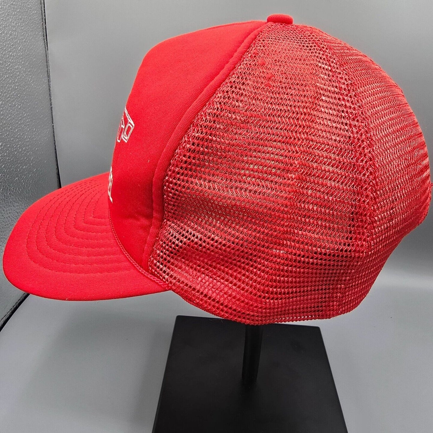 Vintage 80s/90s Wausau Steel Adjustable Mesh Back Red San Sun Trucker Hat