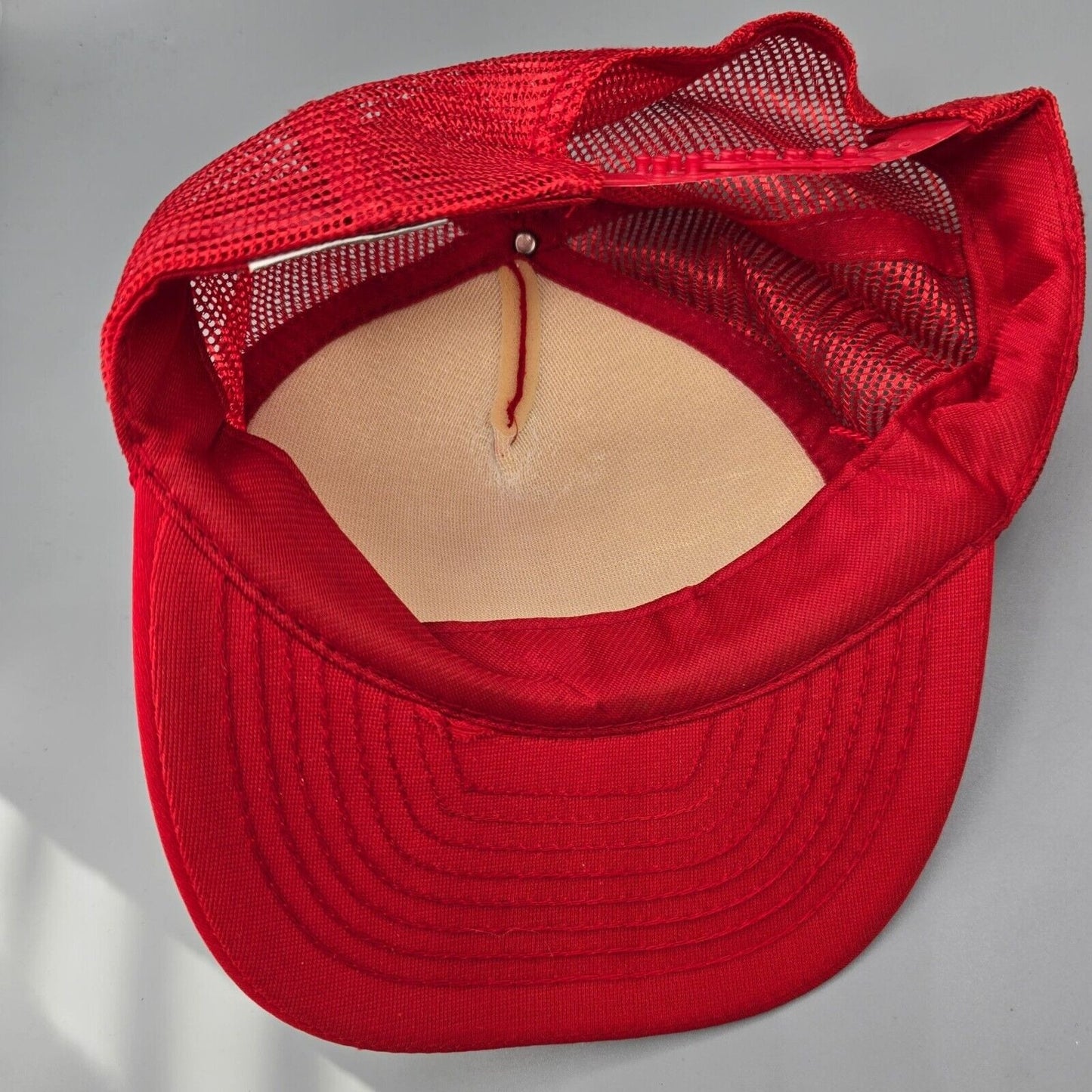 Vintage 80s/90s Wausau Steel Adjustable Mesh Back Red San Sun Trucker Hat