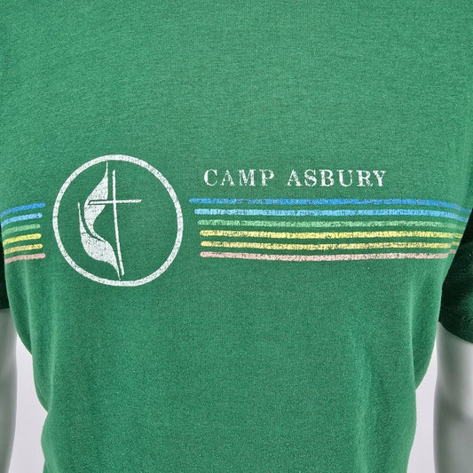 Vintage 1980s Camp Asbury United Methodist Cross & Flame Logo T-Shirt (M/L)