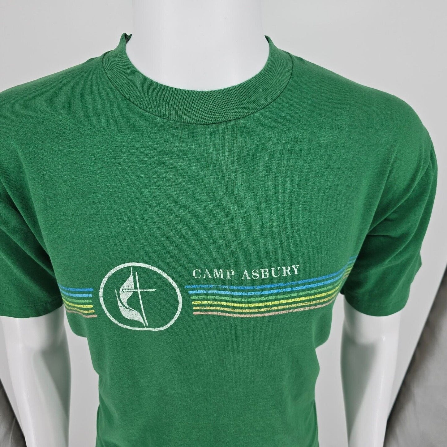 Vintage 1980s Camp Asbury United Methodist Cross & Flame Logo T-Shirt (M/L)