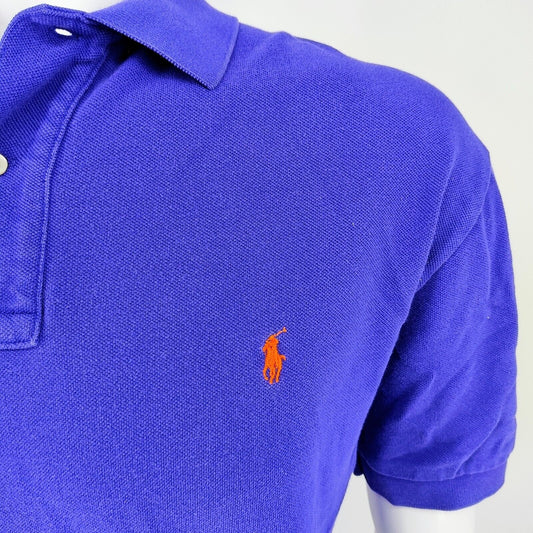 Vintage 1990s Polo Ralph Lauren Bluish Purple Polo Orange Pony Logo (Large)