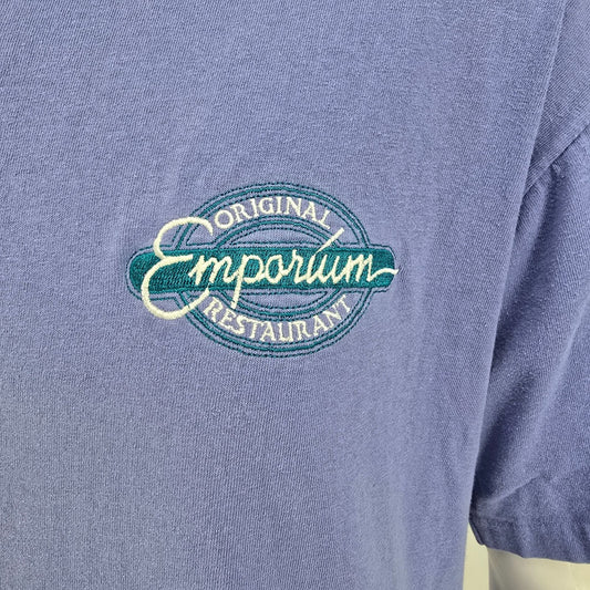 Vintage 1990s Oneita Power-T Original Emporium Restaurant Henley T-Shirt (XL)
