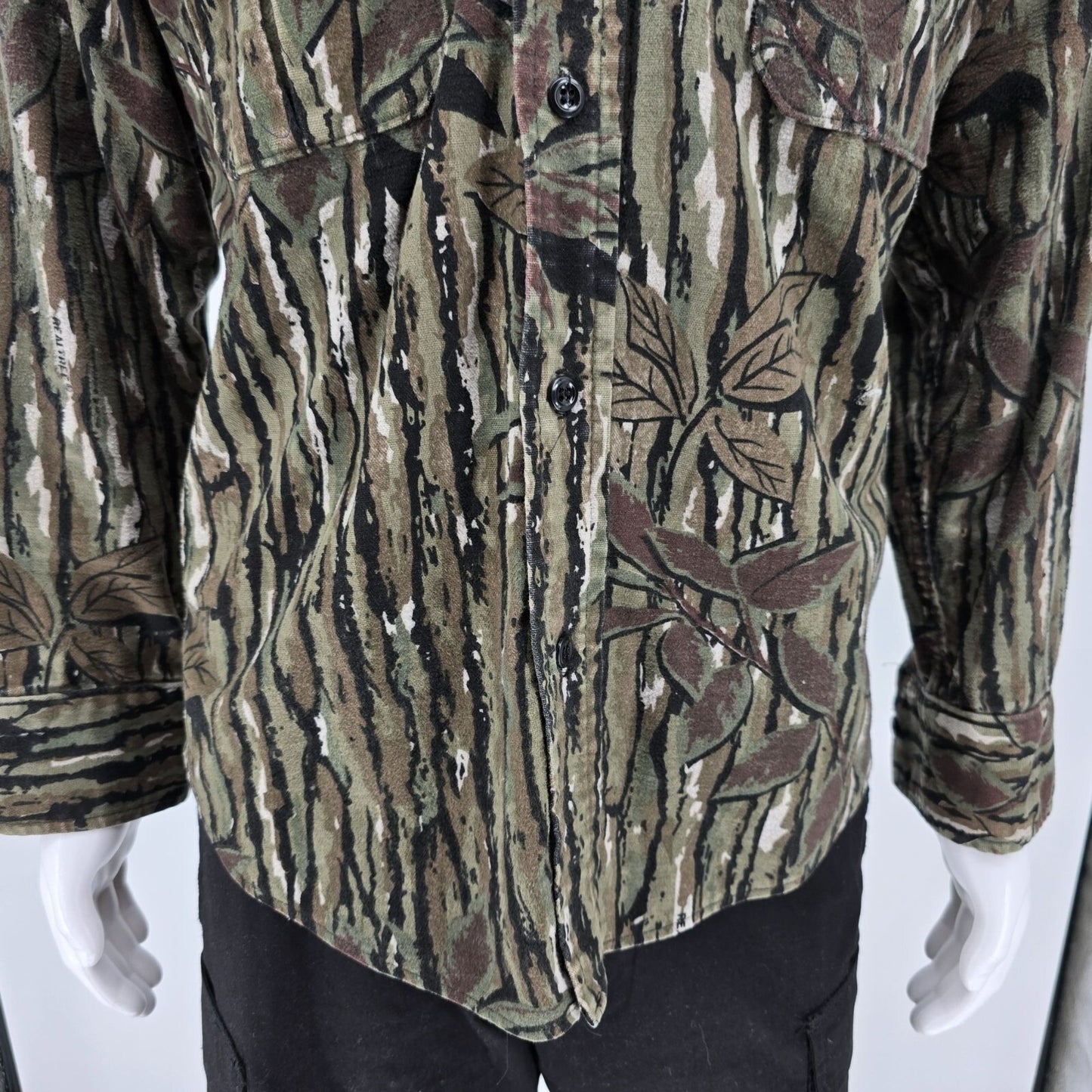 Vintage 1990s Cabela's Realtree Camouflage Made in USA Flannel Shirt Jacket L/XL