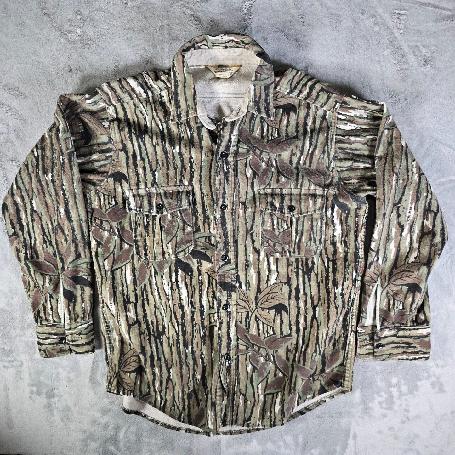 Vintage 1990s Cabela's Realtree Camouflage Made in USA Flannel Shirt Jacket L/XL