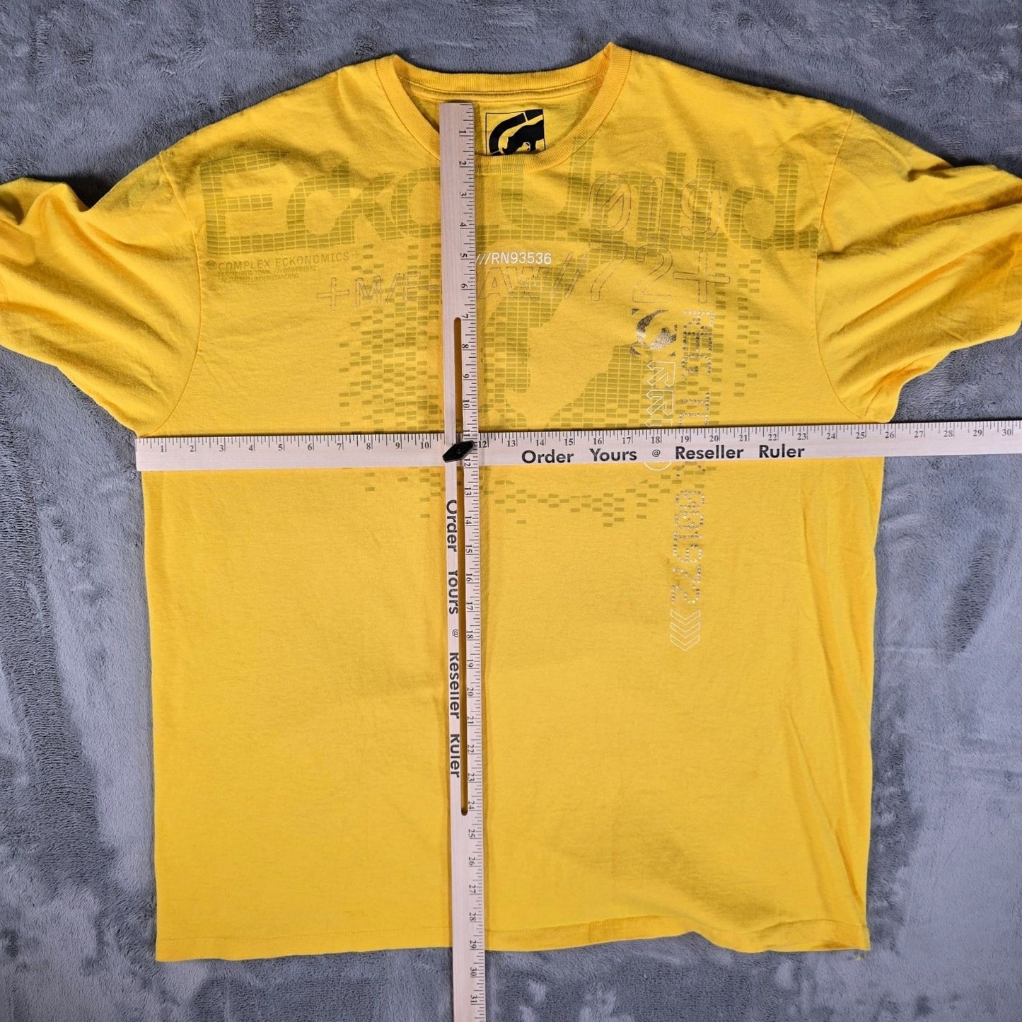 2000s Ecko Unltd Streetwear Pixel Rhino Logo Yellow Classic T-Shirt (2XL)