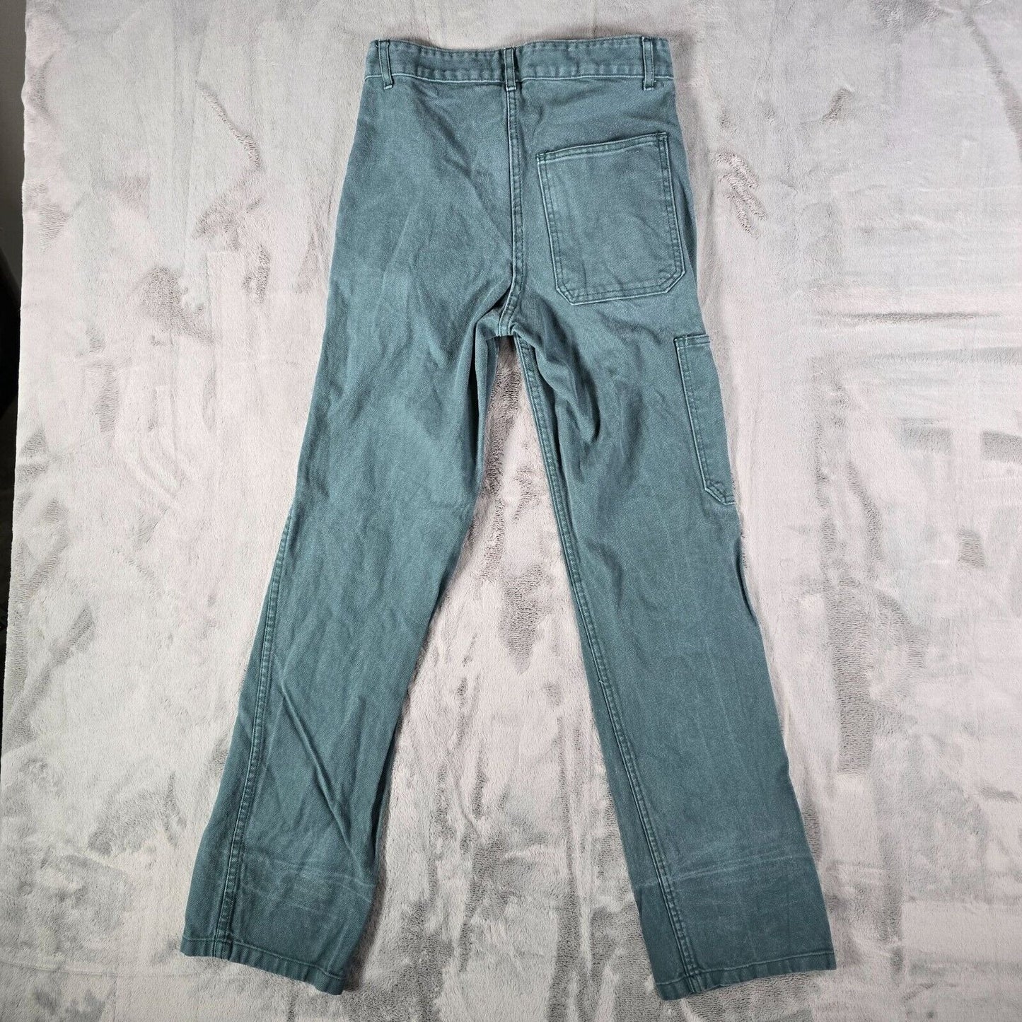 Vintage Y2K Distressed Faded Green French Twill Cotton Workwear Pants (28x30)