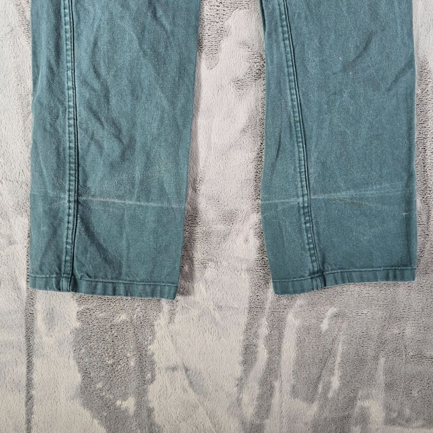 Vintage Y2K Distressed Faded Green French Twill Cotton Workwear Pants (28x30)